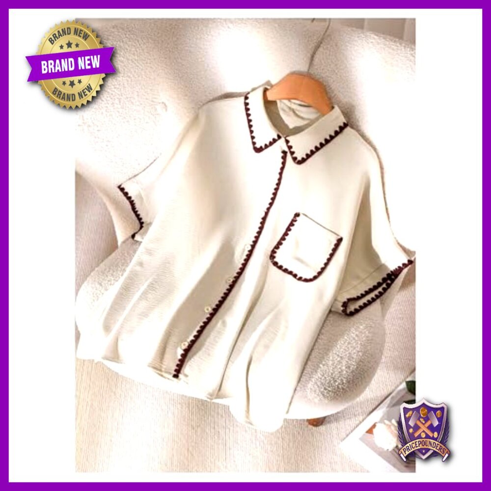 Plus Size Button Down Blouse With Pocket, Lightwe… - image 3